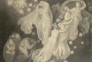 Angels rescuing a soul from the ranks of the dead