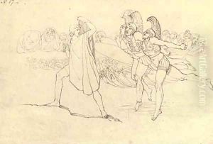 Illustration to Homer's Odyssey Odysseus terrified by the ghosts by John Flaxman