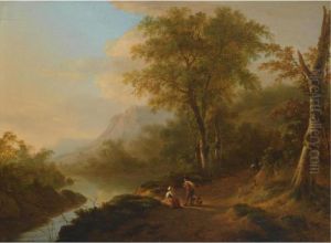 Travellers In A River Landscape by Lievine Teerlink