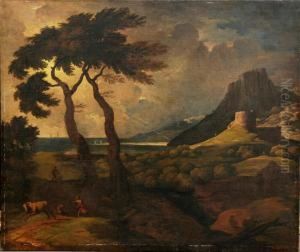 Paesaggio Con Torrione E Scena Di Temporale