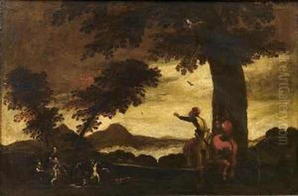 Men And Dogs Hunting A Boar - view 1