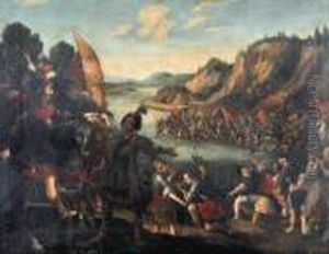 Flemish Follower Of Antonio 
Tempesta Soldiers Quenching Their Thirst At A River Crossing, Possibly A
 Scene From The Life Of Alexander The Great