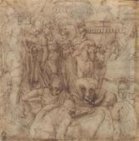 Roman Warriors Building Encampment - view 1