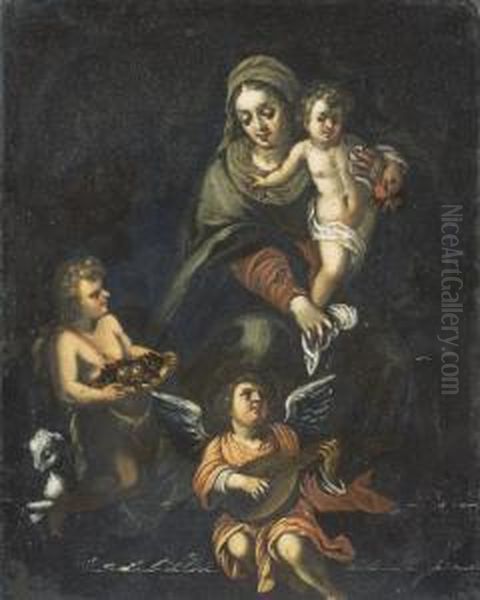 Vierge A L'enfant Avec Saint Jean-baptiste Et Un Ange Musicien - view 1