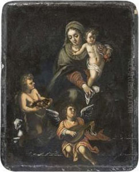 Vierge A L'enfant Avec Saint Jean-baptiste Et Un Ange Musicien - view 1