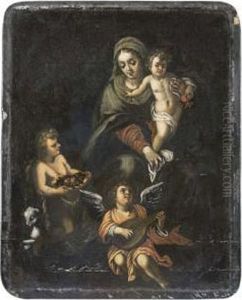 Vierge A L'enfant Avec Saint Jean-baptiste Et Un Ange Musicien by Antonia Tempesta