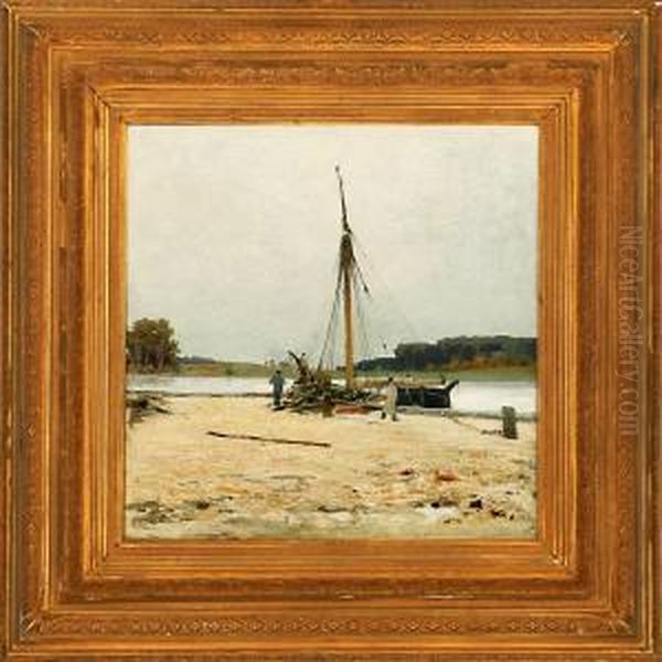 A Dutchcoastal Scene With Fishermen At Their Boats - view 1