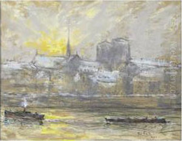[siebe Johannes Ten Cate; Notre 
Dame De Paris In Winter; Pastel Signed And Dated 1901; Stamped With The 
Artist's Studio Stamp On The Reverse] - view 1
