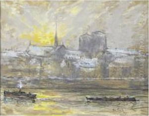 [siebe Johannes Ten Cate; Notre 
Dame De Paris In Winter; Pastel Signed And Dated 1901; Stamped With The 
Artist's Studio Stamp On The Reverse]