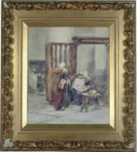 Figures In A Church Interior by Johan Mari Ten Kate