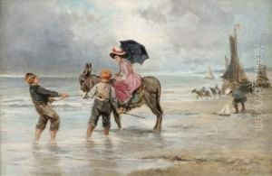 Promenade En Ane Sur La Plage by Johan Mari Ten Kate