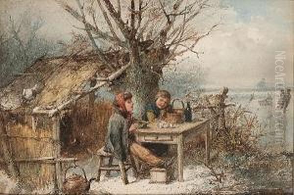 Children In A Snowy Landscape - view 1