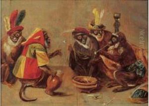 Les Singes Fumeurs. by Abraham Teniers