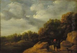 Paesaggio Boschivo Con Fiume E Figure by David The Younger Teniers