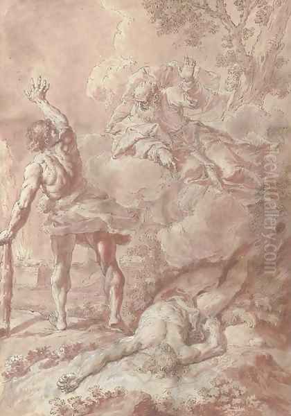 God confronting Cain after he slew Abel - view 1