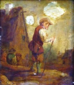 Scene De Village Avec Groupe De Paysans. by David The Younger Teniers