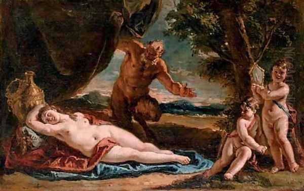 Jupiter gazing upon a sleeping Antiope, with attendant putti - view 1