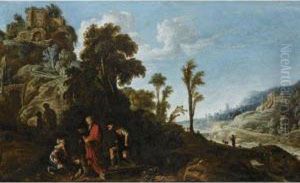 An Extensive Wooded Landscape With A Biblical Scene An Extensive Wooded Landscape With A Biblical Scene