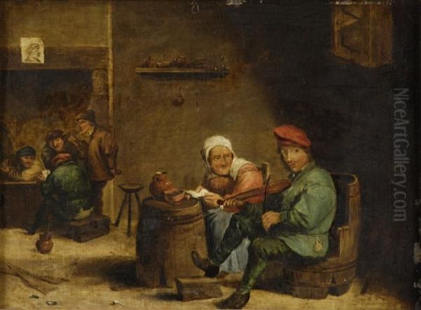 Stubeninterieur Mit Musizierenden Bauern. - view 1