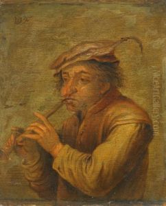 Flojtspelande Man by David The Elder Teniers