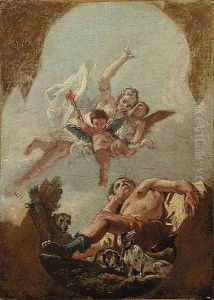Diana and Endymion a bozzetto by Francesco Fontebasso