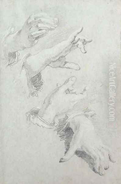 Four gesturing hands - view 1