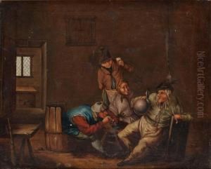 Krogscen Med Festande Bonder by David The Younger Teniers