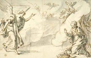 The Annunciation design for the surround of a devotional image