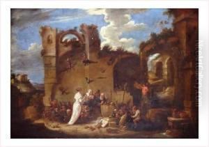 Ecole Flamande Vers 1650 by David The Younger Teniers