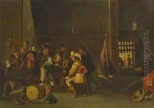 Wachtstube Mit Wurfelspielern