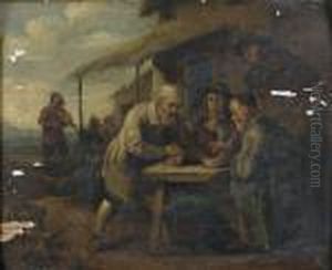 Les Joueurs De Des Devant L'auberge by David Teniers De Jonge