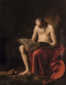 San Girolamo In Meditazione Nel Deserto by Hendrick Terbrugghen