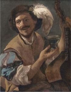 A Laughing Bravo With A Bass Viol And A Roemer