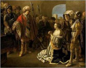 Athenais Confronted By Her Husband Theodosius Ii by Hendrick Terbrugghen