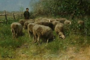 Shepherds And Flock, Holland by Francois Pieter ter Meulen