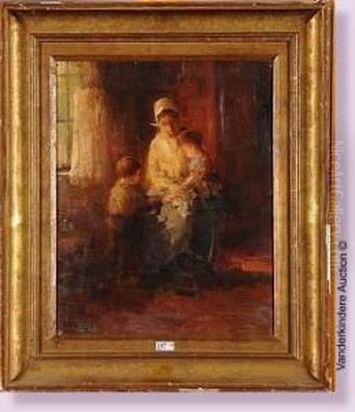 Mere Et Ses Enfants Dans Un Interieur - view 1