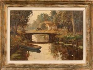 Paysage D'un Canal Avec Barque by Kees Terlouw
