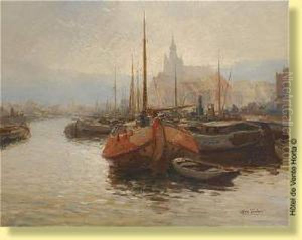 Coucher De Soleil Sur Un Port Avec Barques - view 1