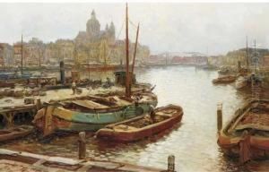 Amstel Met St. Nicolaas Kerk In De Achtergrond by Kees Terlouw
