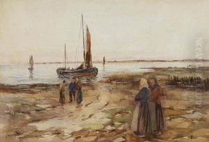 Fisher Folk On The Beach by John Terris