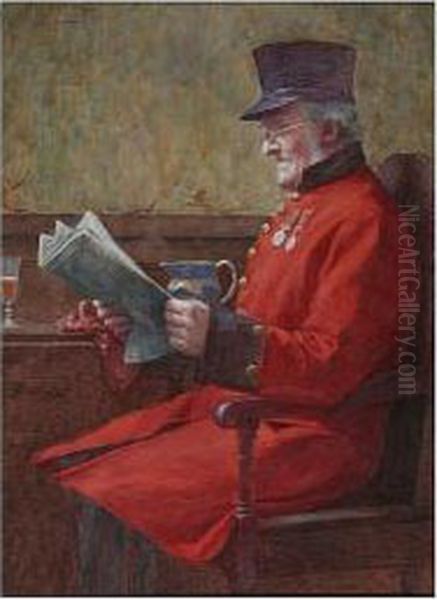 Old Gentleman Reading A Newspaper, And Another Similar - view 1