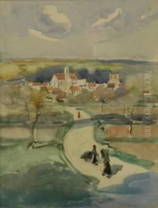 French Village Scene by Joseph Alfred Terry