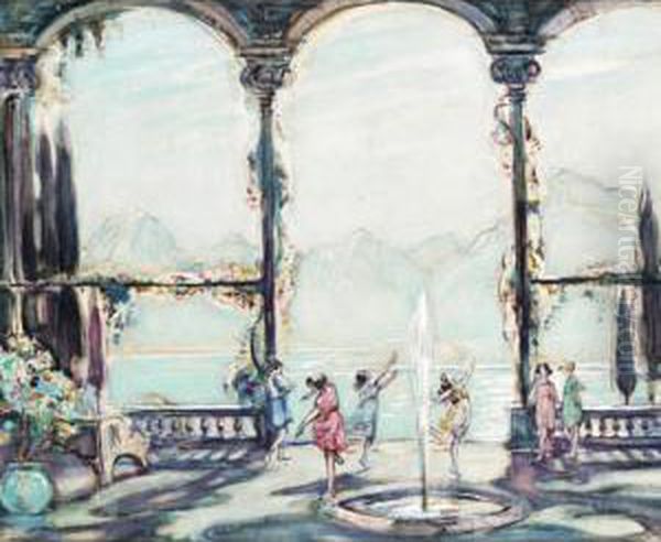 Girls Dancing Around A Fountain - view 1