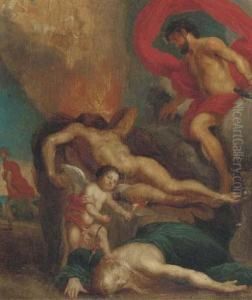 Venus And Mars Discovered By Vulcan by Matheus Terwesten