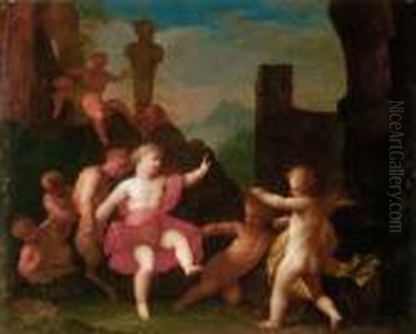 Putti And Satyrs At Play In An Architectural Setting - view 1