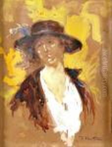 Busto Di Donna Con Cappello by Fulvio Tessitore