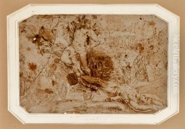 "aquiles Arrastrando El Cuerpo De Hector Ante Las Murallas Detroya". - view 1