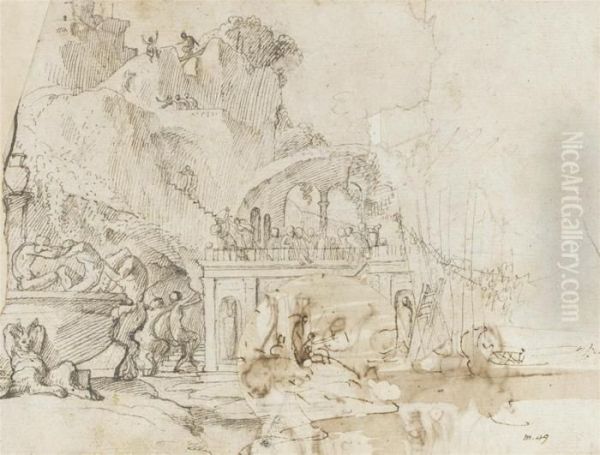 A Bacchanal With A Fountain - view 1