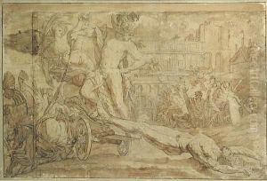 Achilles Dragging The Body Of Hector by Pietro Testa