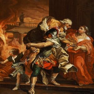 Aeneas Fleeing The Burning Troy
